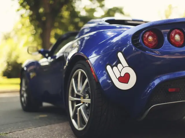 Blue sports car with a deep glossy finish